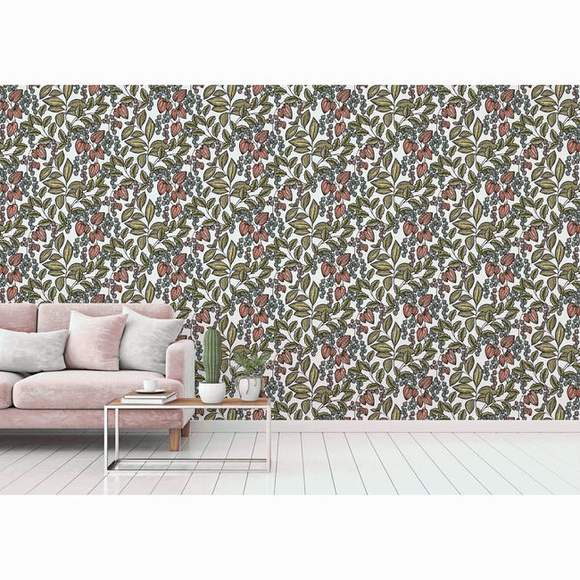 Tapeta Floral Impression 377545 biało-zielona winylowa na flizelinie