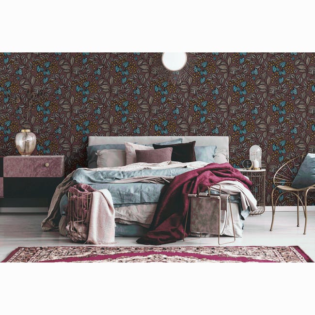 Tapeta Floral Impression 377546 bordowa winylowa na flizelinie