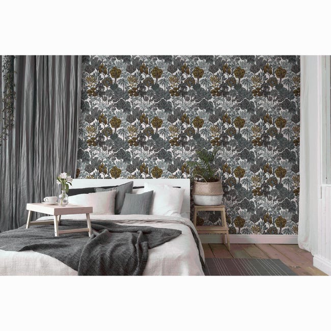 Tapeta Floral Impression 377573 zielono-niebieska winylowa na flizelinie