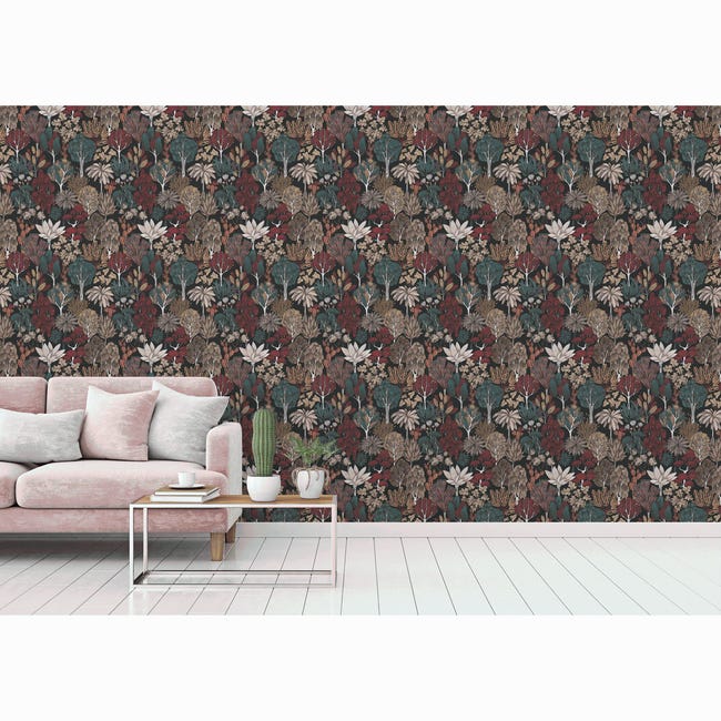 Tapeta Floral Impression 377576 brązowo-zielona winylowa na flizelinie