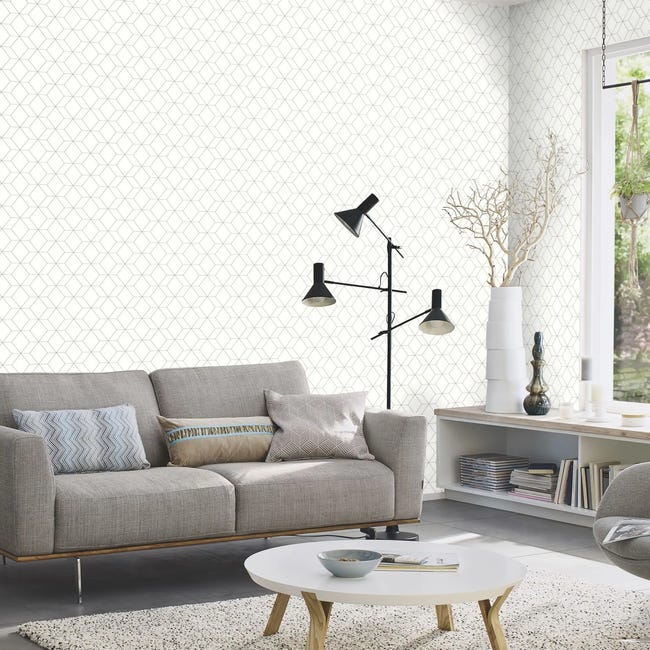 Tapeta Geometryczna 278613 biała papierowa