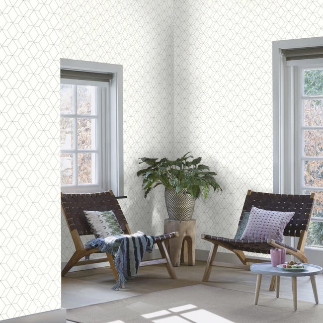Tapeta Geometryczna 278613 biała papierowa