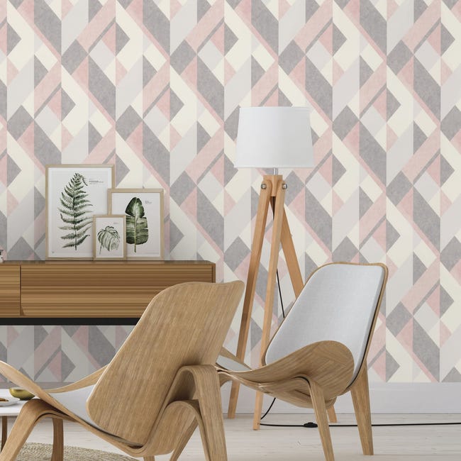 Tapeta Geometryczna 278828 różowa papierowa
