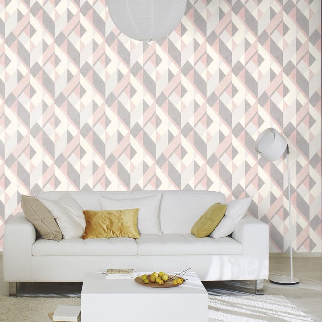 Tapeta Geometryczna 278828 różowa papierowa