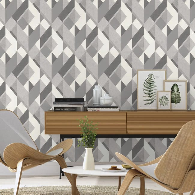 Tapeta Geometryczna 278835 szara papierowa