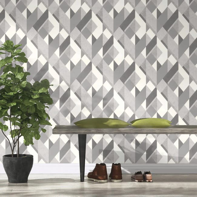 Tapeta Geometryczna 278835 szara papierowa