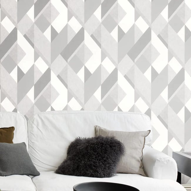 Tapeta Geometryczna 278835 szara papierowa