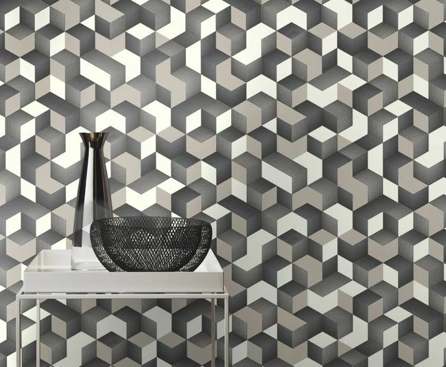 Tapeta Geometryczna 3D 403923 szara winylowa na flizelinie