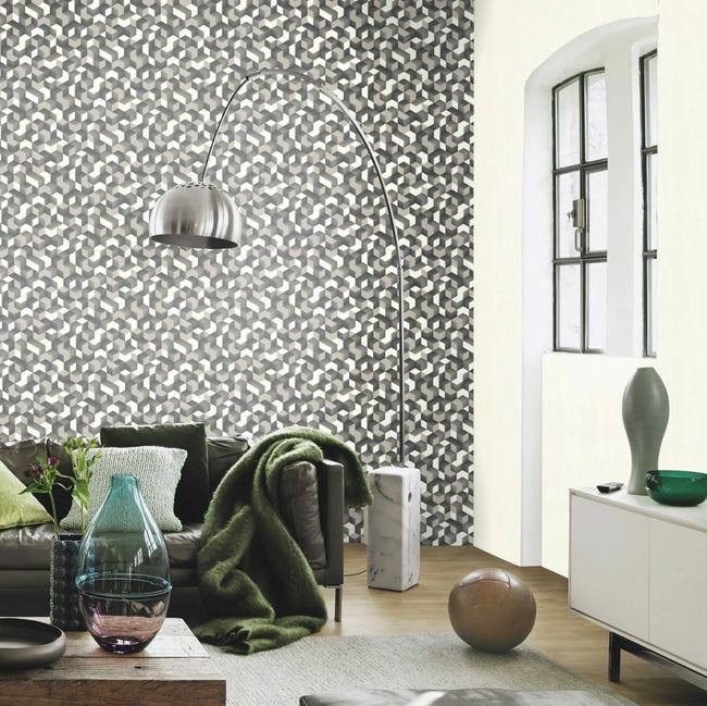 Tapeta Geometryczna 3D 403923 szara winylowa na flizelinie