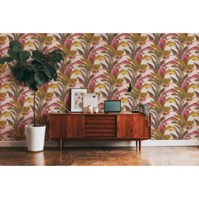Tapeta Metropolitan 378622 zielona z czerwonym winylowa na flizelinie