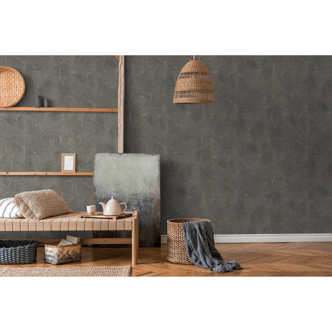 Tapeta Metropolitan 379004 czarna winylowa na flizelinie