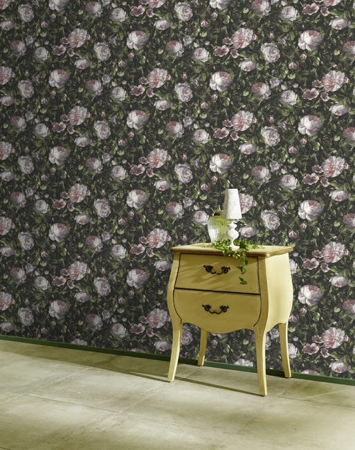 Tapeta Peonie 278316 zielona papierowa