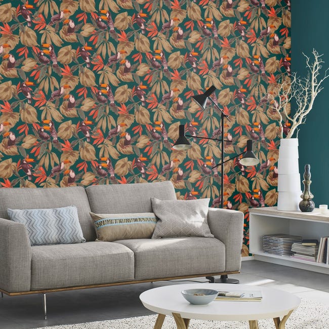 Tapeta Tukany 807509 zielona winylowa na flizelinie