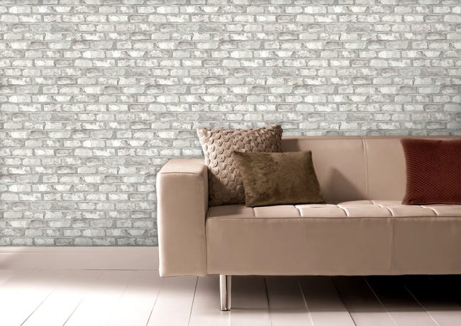 Tapeta White Brick 3D szara imitacja cegły winylowa na flizelinie Inspire
