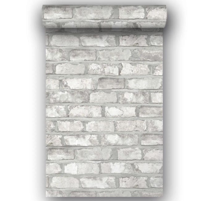 Tapeta White Brick 3D szara imitacja cegły winylowa na flizelinie Inspire