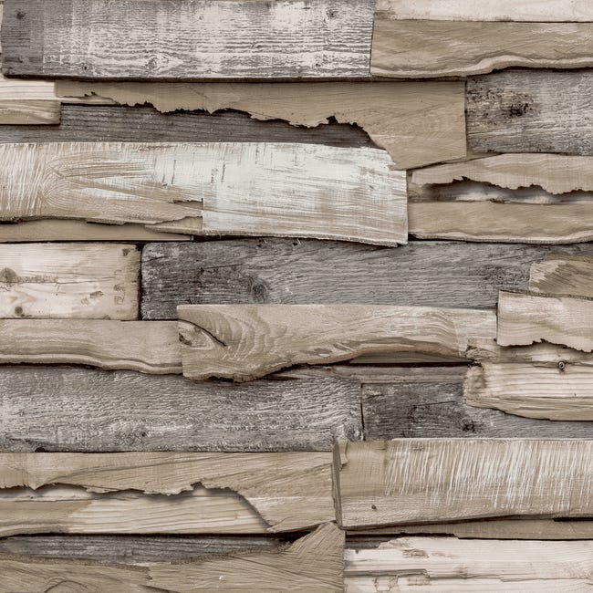 Tapeta Wood beżowa imitacja deski winylowa na flizelinie