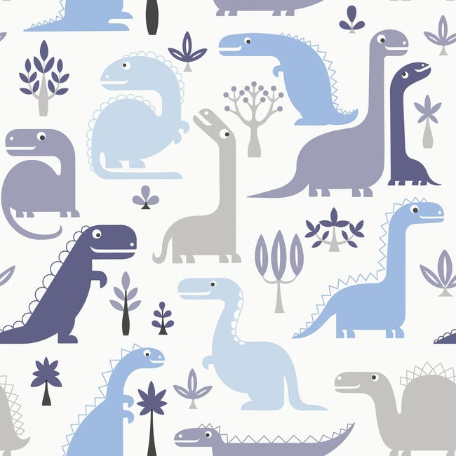 Tapeta dla dzieci Dino niebieska winylowa na flizelinie