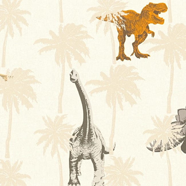 Tapeta dla dzieci Dinosaurus beżowa winylowa na flizelinie