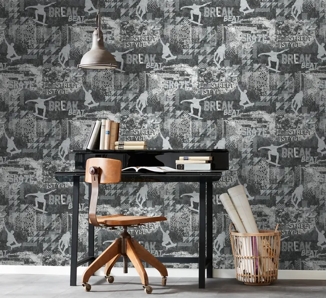 Tapeta do pokoju młodzieżowego Skater czarna winylowa na flizelinie