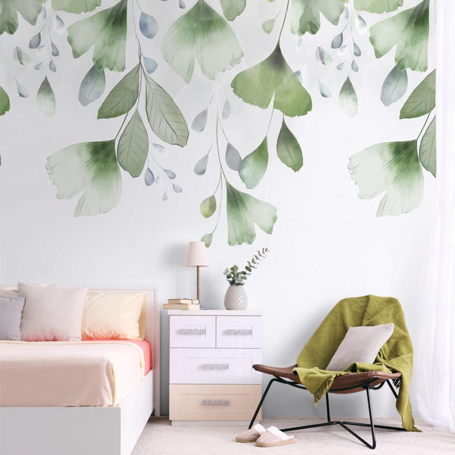 Tapeta panoramiczna Biloba zielone liście 159 x 280 cm Inspire