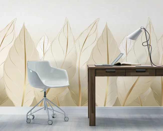 Tapeta panoramiczna Liście beżowe 159 x 280 cm