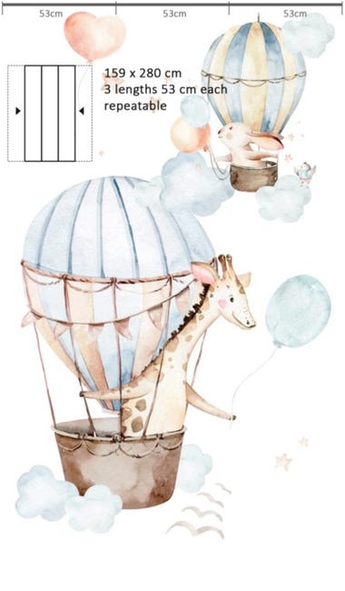 Tapeta panoramiczna dziecięca Żyrafa Balon 159 x 280 cm