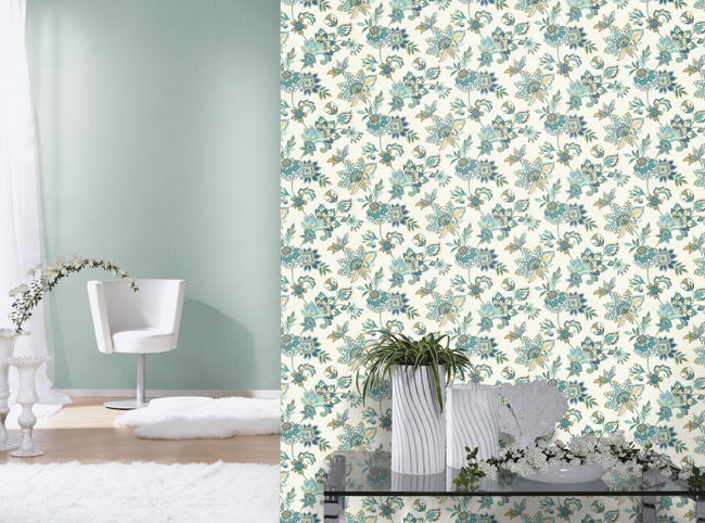 Tapeta w kwiaty 466737 niebieska winylowa na flizelinie