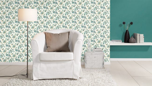 Tapeta w kwiaty 466737 niebieska winylowa na flizelinie