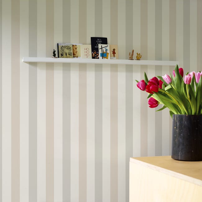 Tapeta w pasy Aurora Stripes beżowa winylowa na flizelinie