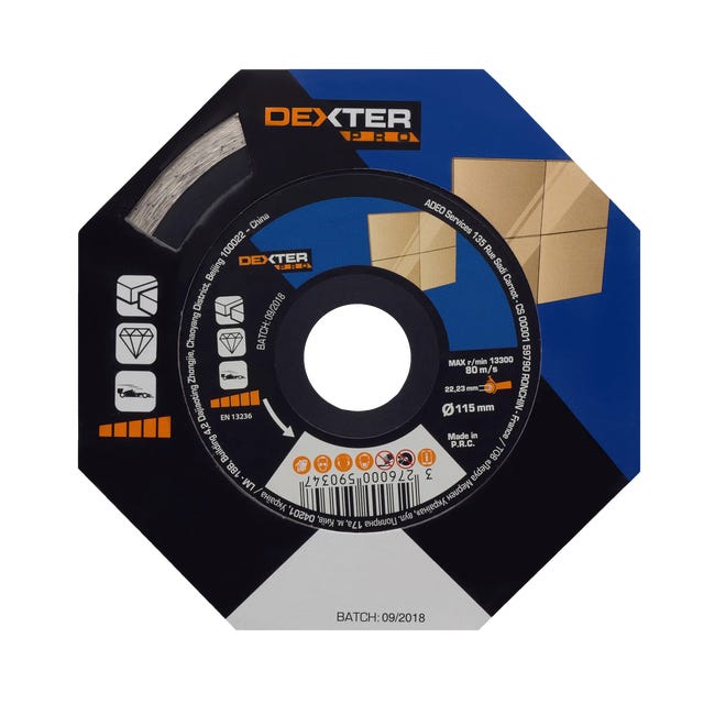 Tarcza diamentowa pełna DO CERAMIKI 115 x 1.6 x 22.2 mm DEXTER PRO