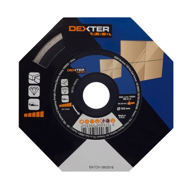 Tarcza diamentowa pełna DO CERAMIKI 125 x 1.6 x 22.2 mm DEXTER PRO