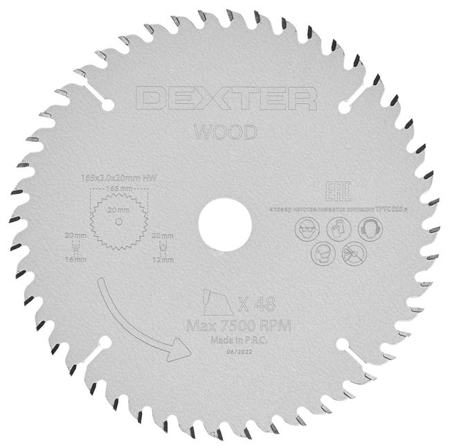 Tarcza do cięcia drewna 165 x 20 mm T48 DEXTER
