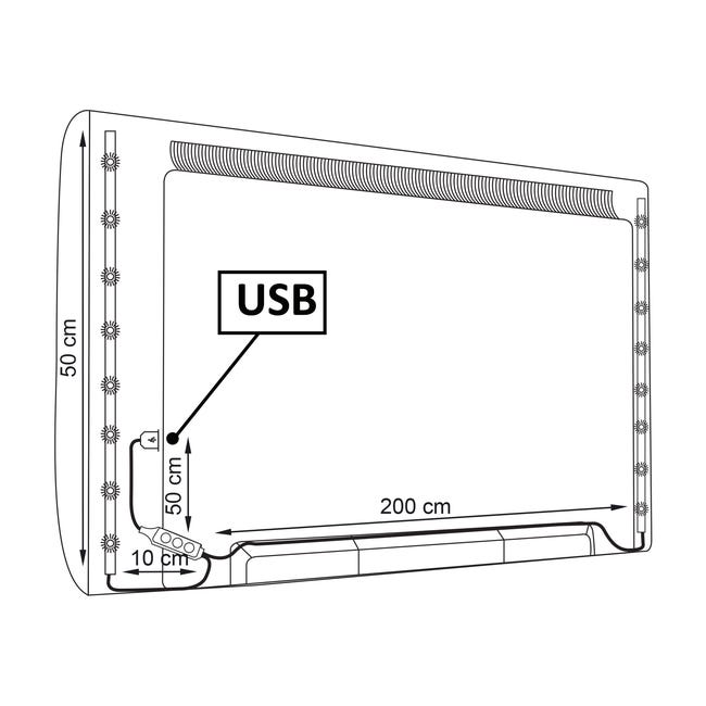 Taśma LED TV RGB IP65 2 x 50 cm TV USB POLUX