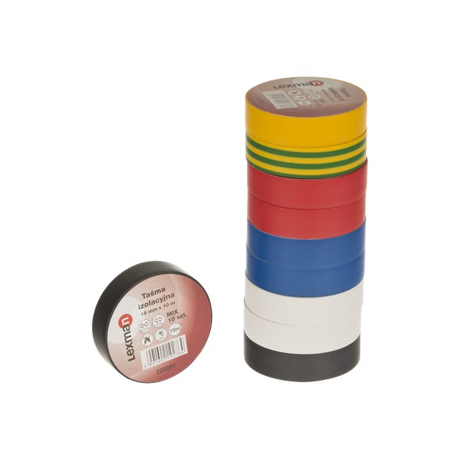 Taśma izolacyjna 15 mm x 10 m F615992 MIX 10szt. LEXMAN