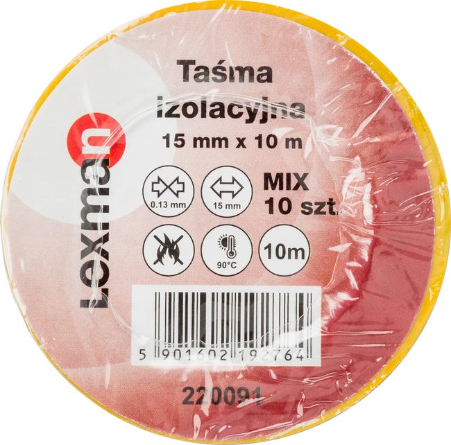 Taśma izolacyjna 15 mm x 10 m F615992 MIX 10szt. LEXMAN