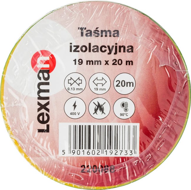 Taśma izolacyjna 19 mm x 20 m żółto - zielona F619252 LEXMAN