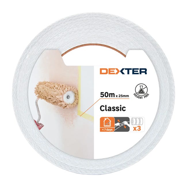 Taśma maskująca 3 szt. 25 mm x 50 m biała Dexter