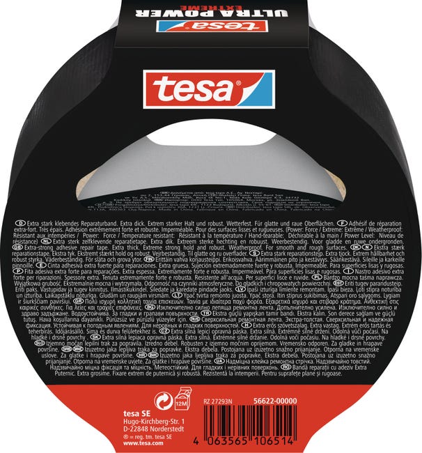 Taśma naprawcza 10 m x 50 mm czarna Tesa