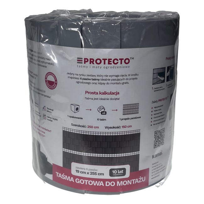 Taśma ogrodzeniowa Paski 24x2,55mb Basic 19cm Protecto Szara