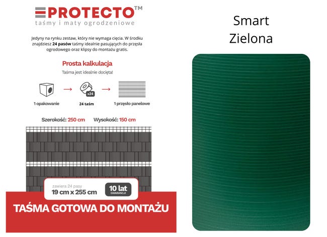 Taśma ogrodzeniowa Paski 24x2,55mb Smart 19cm Protecto Zielona
