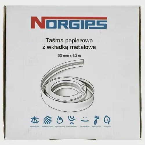 Taśma papierowa z metalową wkładką 50 mm/30 mb NORGIPS