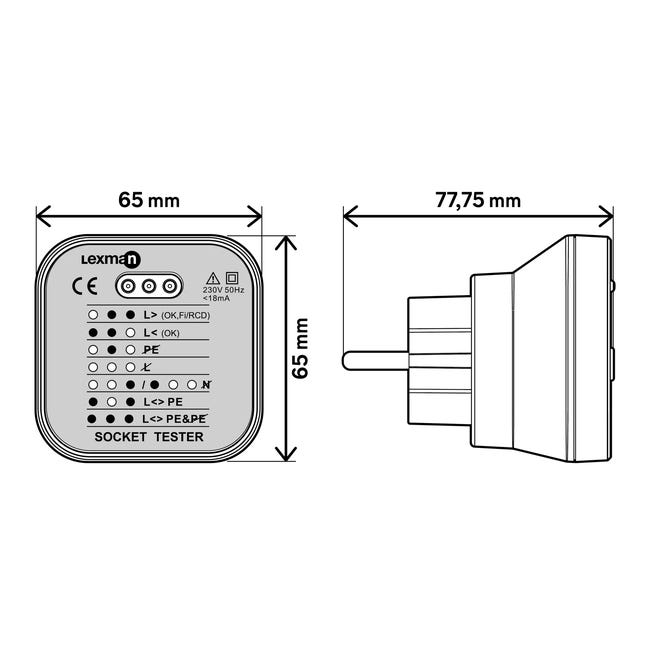 Tester gniazd 230V UT07A-EU LEXMAN