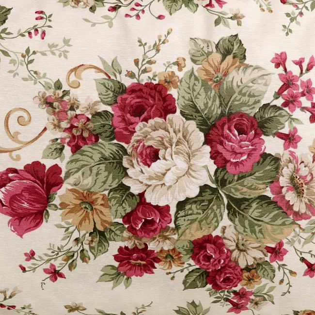 Tkanina wodoodporna na mb Loneta Blumen bordowa szer. 140 cm