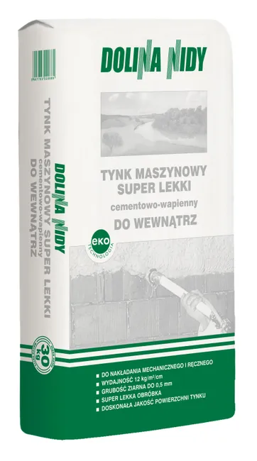 Tynk cementowo-wapienny do wewnątrz super lekki 30 kg Dolina Nidy