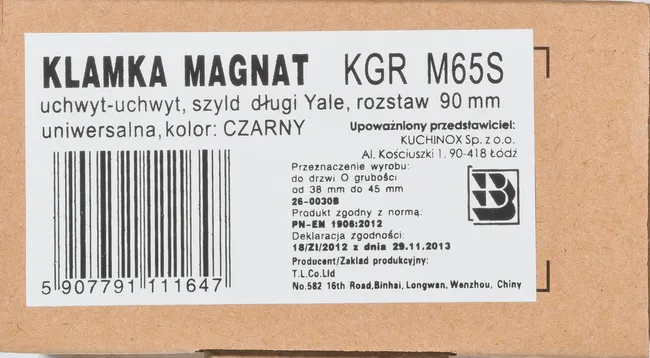 Uchwyt-Uchwyt do drzwi zewnętrznych bramy i furtki Magnat 90 mm czarny Kuchinox