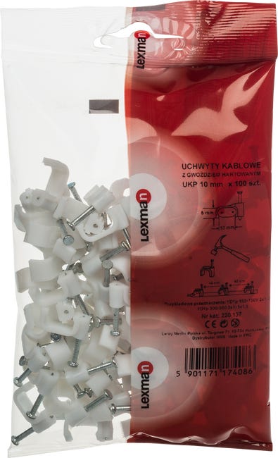 Uchwyt kablowy PŁASKI 10 mm 100szt. LEXMAN