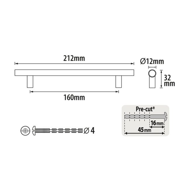 Uchwyt meblowy Sara 160 mm srebrny Inspire