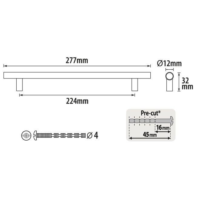 Uchwyt meblowy Sara 224 mm nikiel Inspire