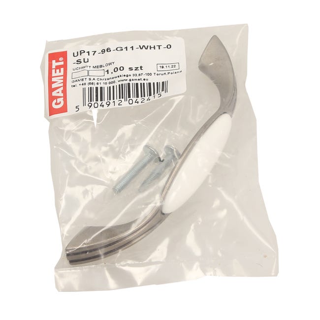 Uchwyt meblowy UP17 96 mm inox/ceramika