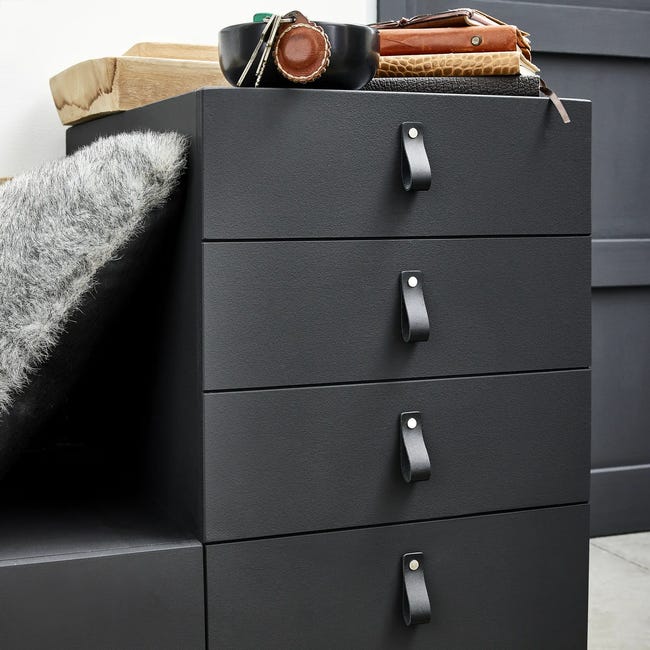 Uchwyt meblowy Zack czarny skórzany Inspire